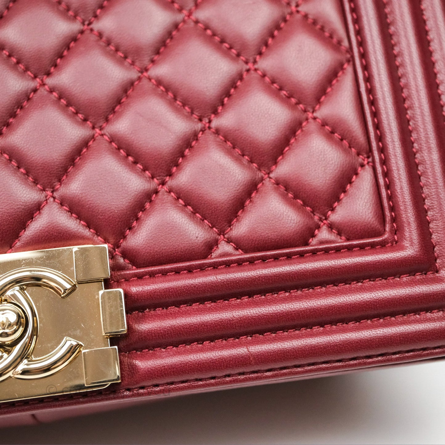 Chanel Quilted Medium Boy Dark Red Lambskin Gold Hardware