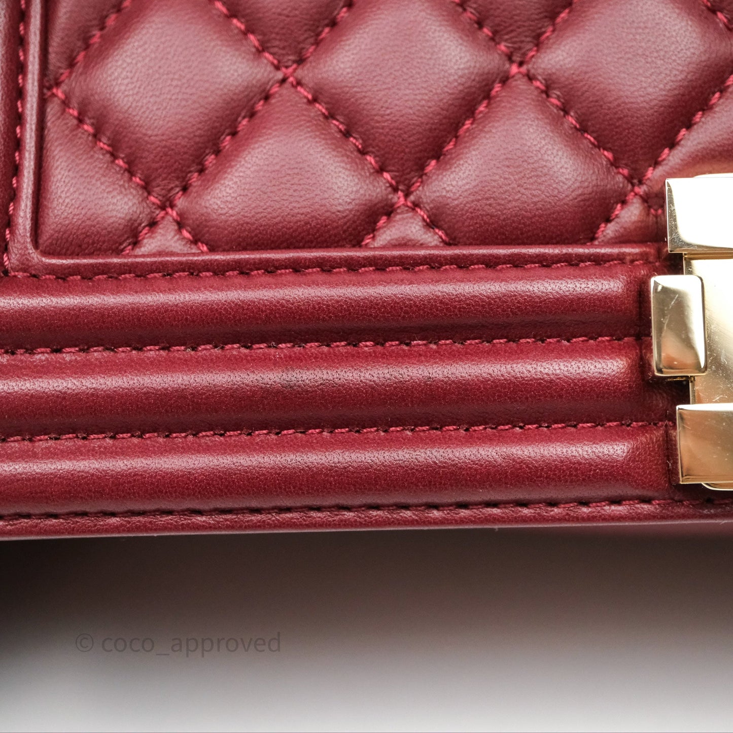 Chanel Quilted Medium Boy Dark Red Lambskin Gold Hardware
