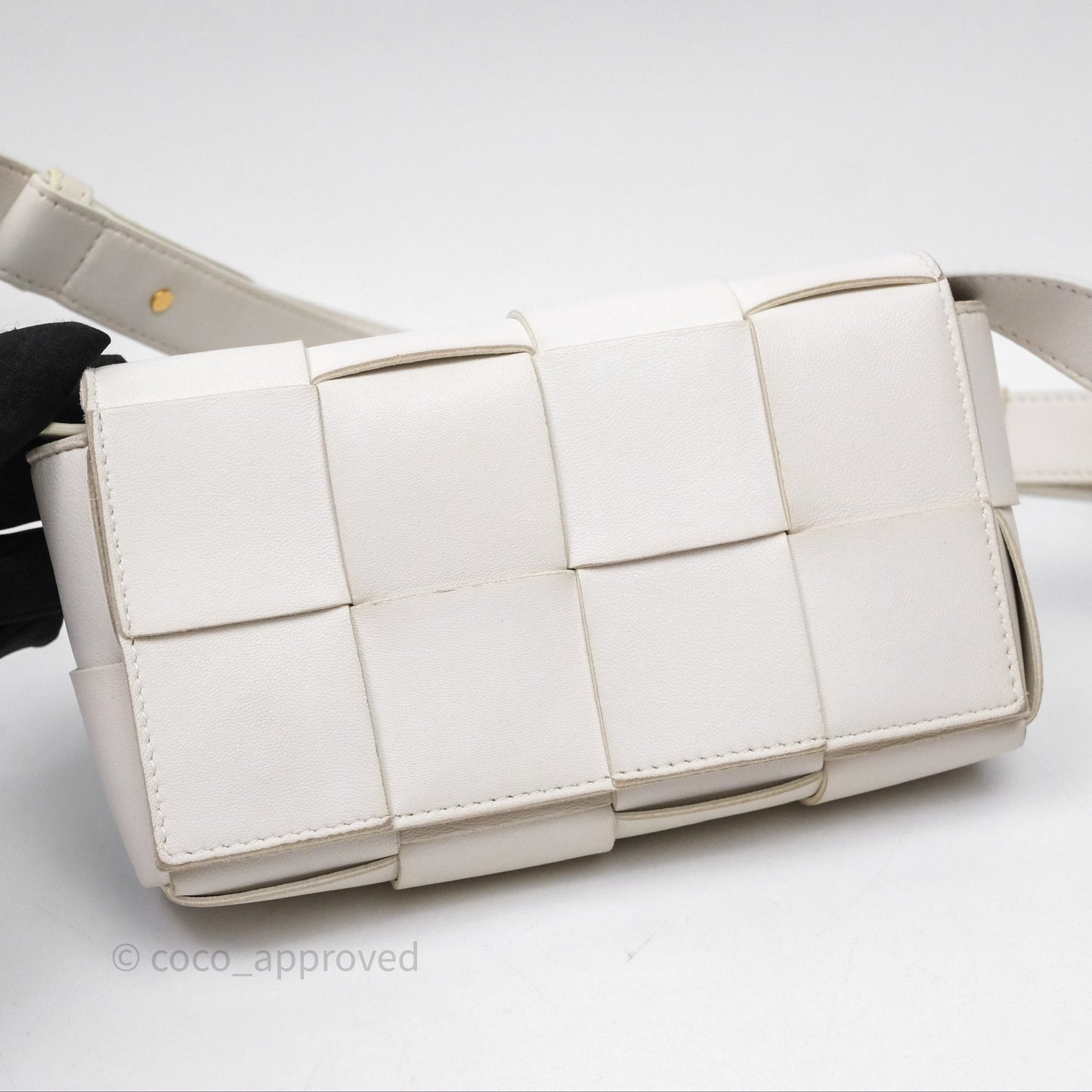 Bottega Veneta Cassette Belt Bag Intreccio White