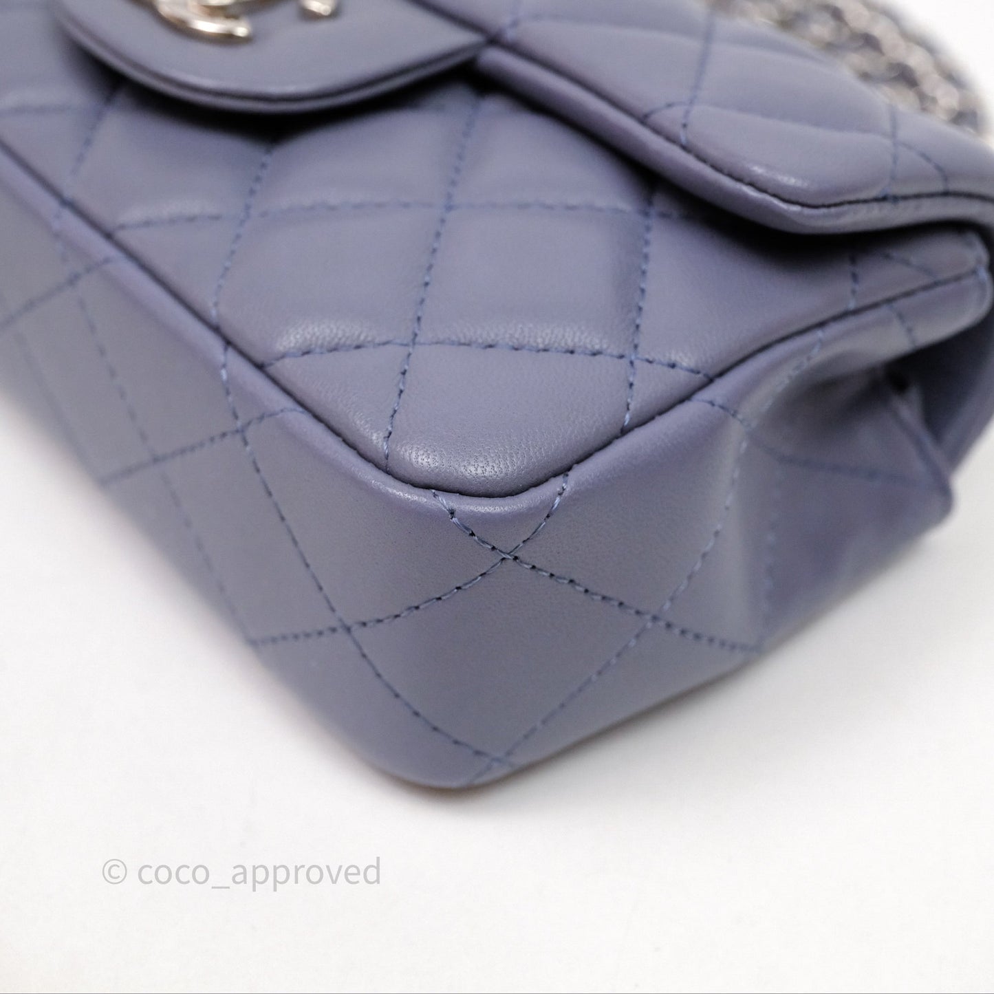 Chanel Quilted Extra Mini Rectangular Flap Purple Lambskin Silver Hardware