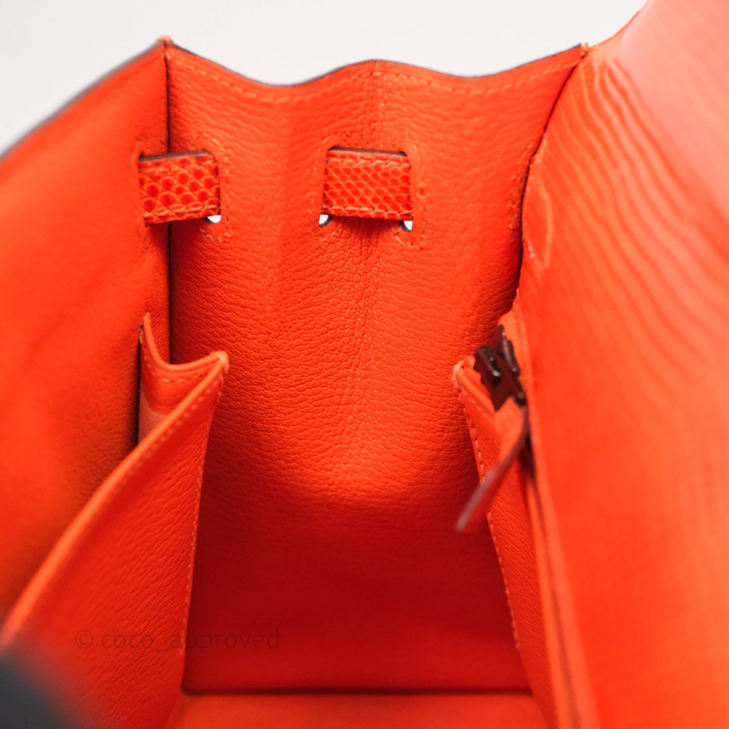 Hermes Kelly 25 Poppy Orange Lizard Palladium Hardware