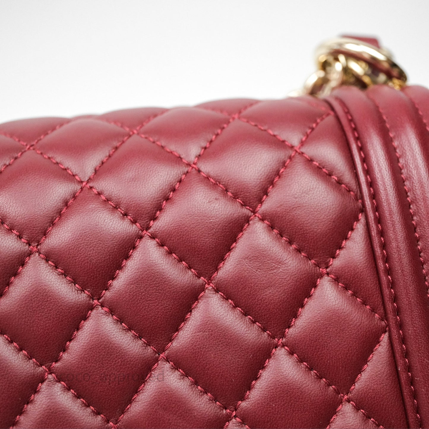 Chanel Quilted Medium Boy Dark Red Lambskin Gold Hardware