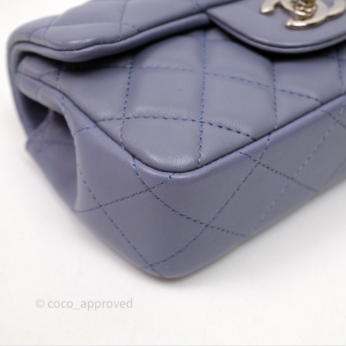 Chanel Quilted Extra Mini Rectangular Flap Purple Lambskin Silver Hardware