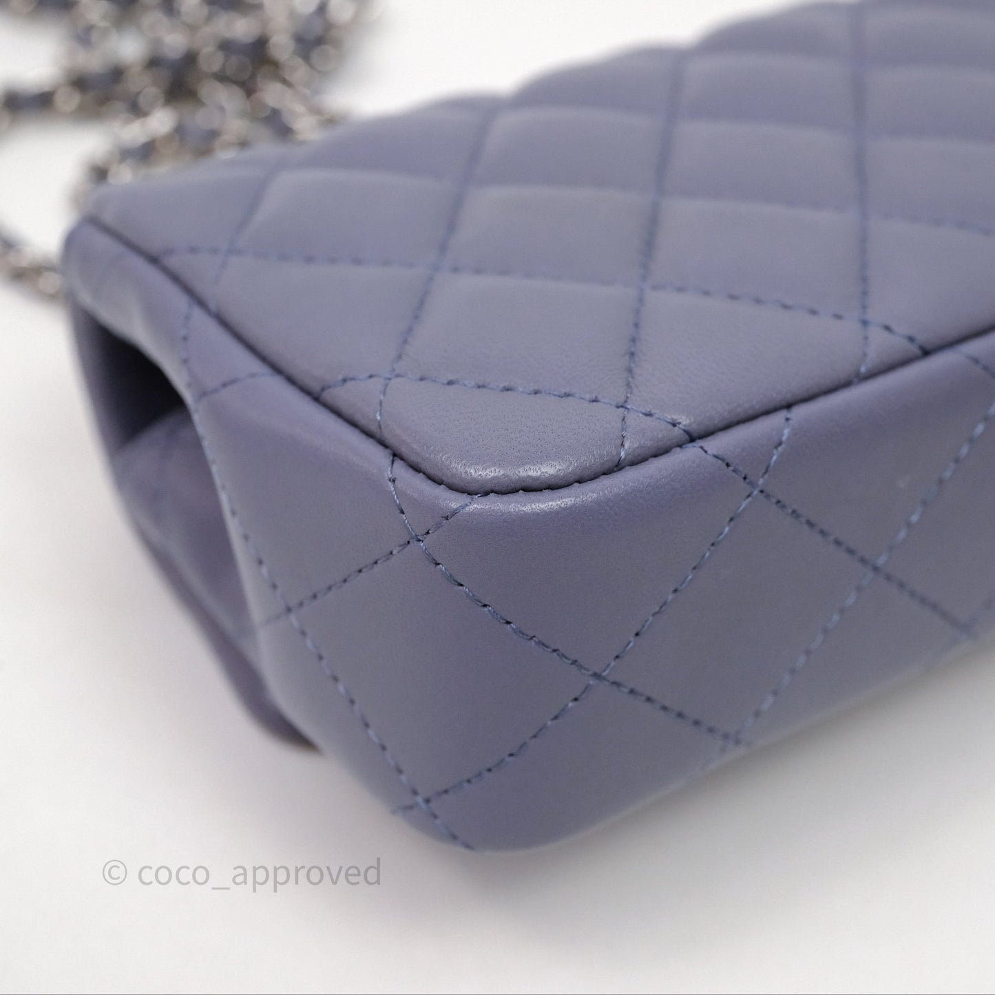 Chanel Quilted Extra Mini Rectangular Flap Purple Lambskin Silver Hardware