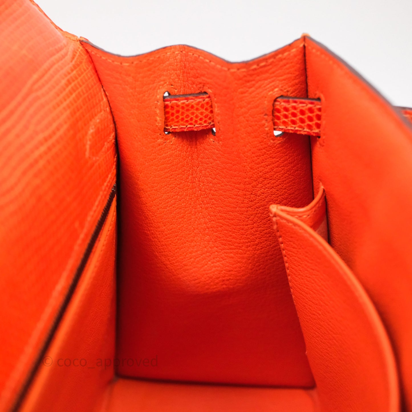Hermes Kelly 25 Poppy Orange Lizard Palladium Hardware