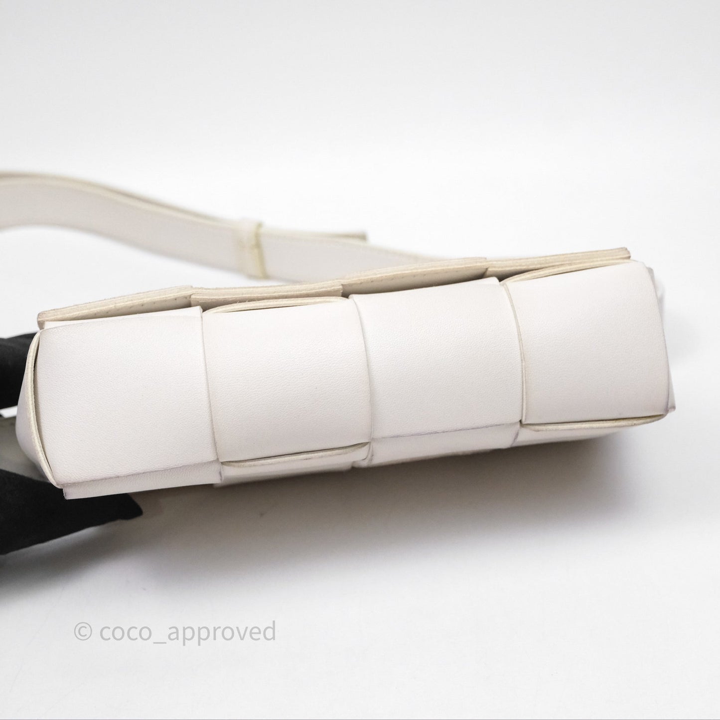 Bottega Veneta Cassette Belt Bag Intreccio White