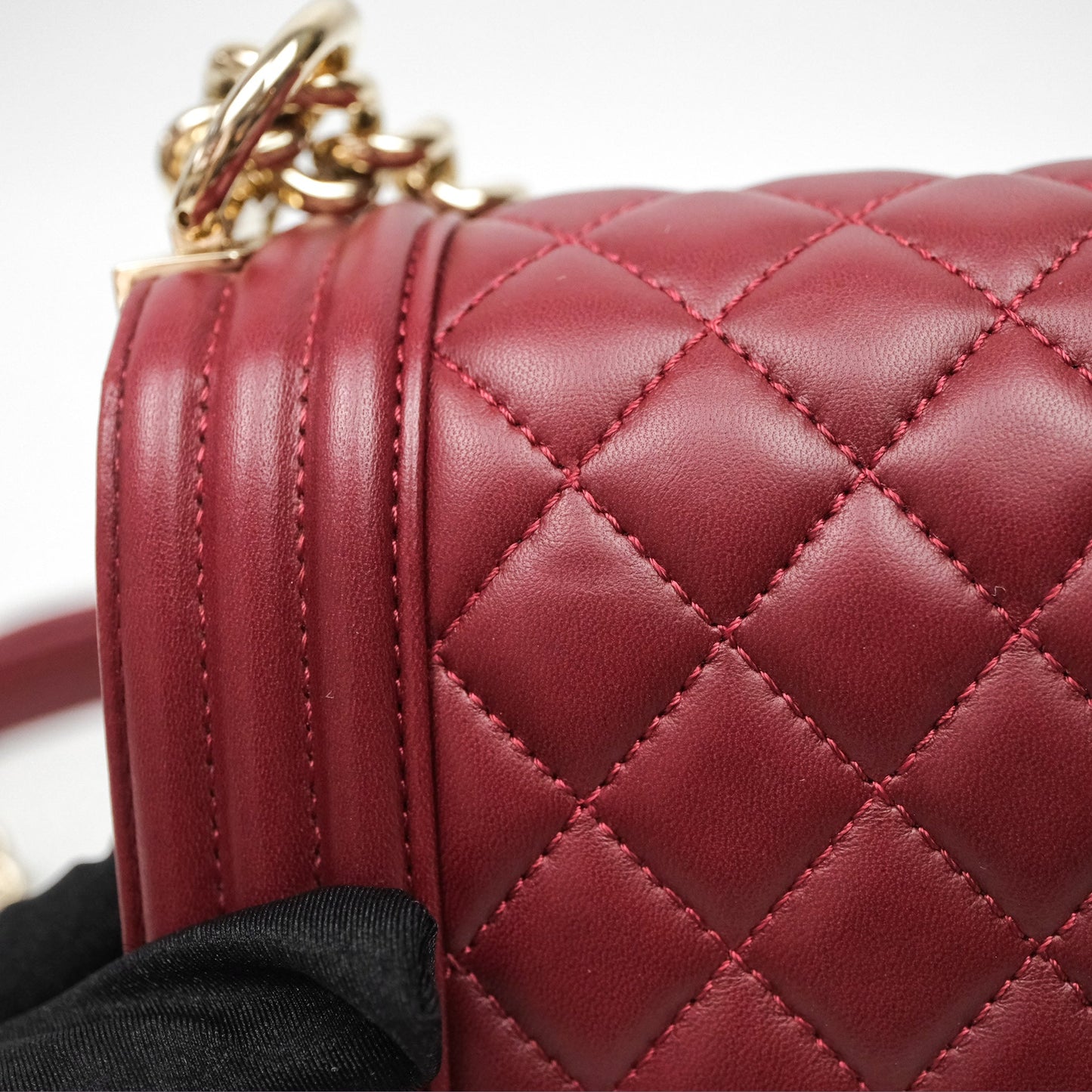 Chanel Quilted Medium Boy Dark Red Lambskin Gold Hardware