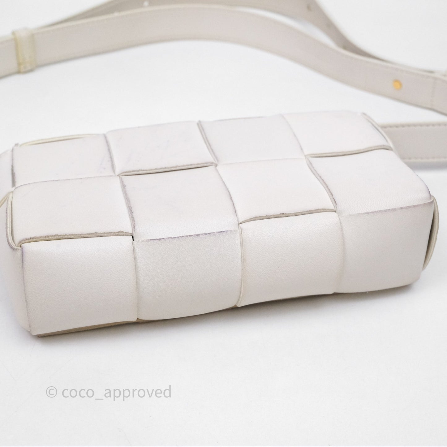 Bottega Veneta Cassette Belt Bag Intreccio White