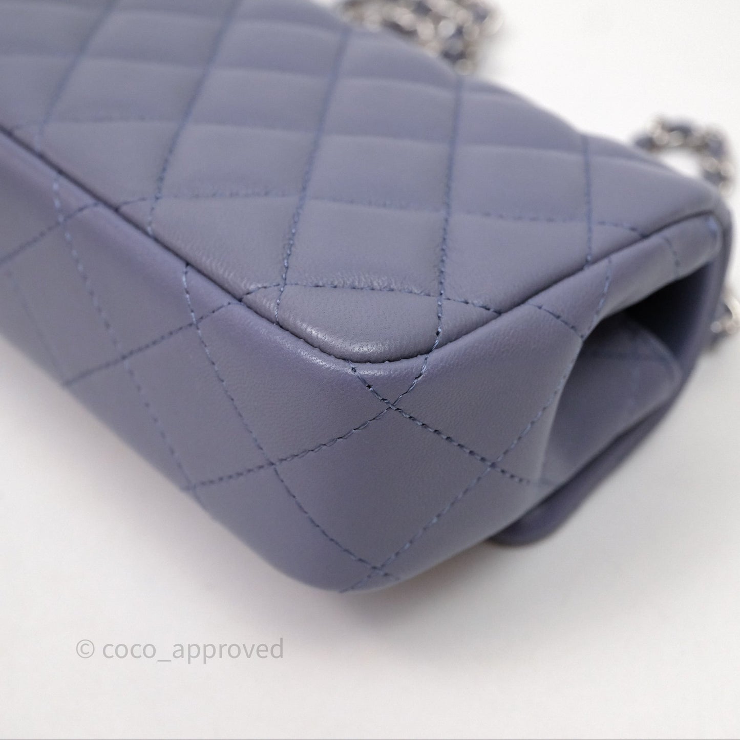 Chanel Quilted Extra Mini Rectangular Flap Purple Lambskin Silver Hardware
