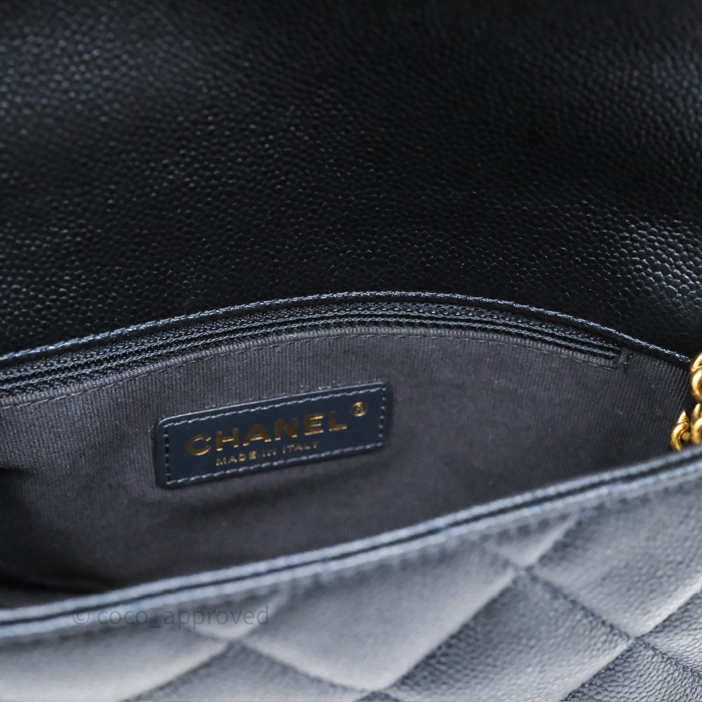 Chanel Quilted My Perfect Mini Iridescent Dark Navy Caviar Aged Gold Hardware 21K