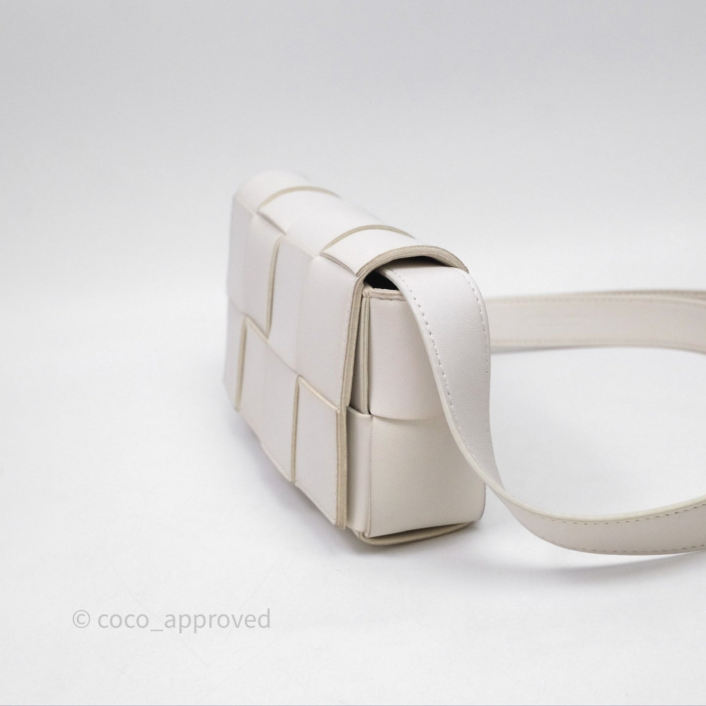 Bottega Veneta Cassette Belt Bag Intreccio White