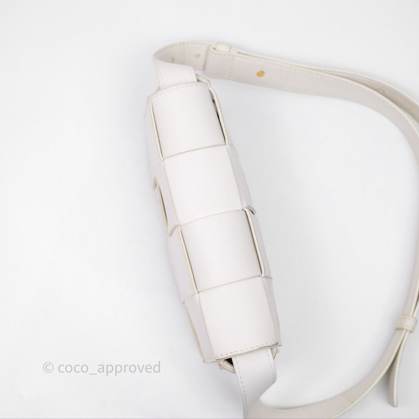 Bottega Veneta Cassette Belt Bag Intreccio White