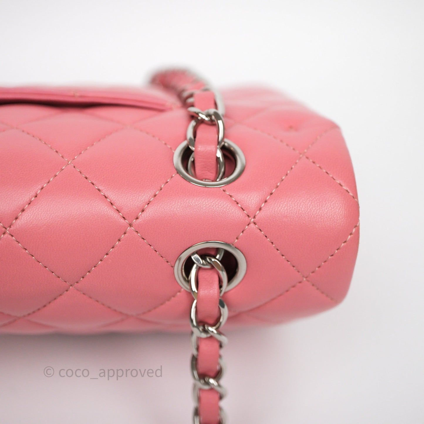 Chanel Classic M/L Medium Flap Quilted Pink Lambskin Silver Hardware