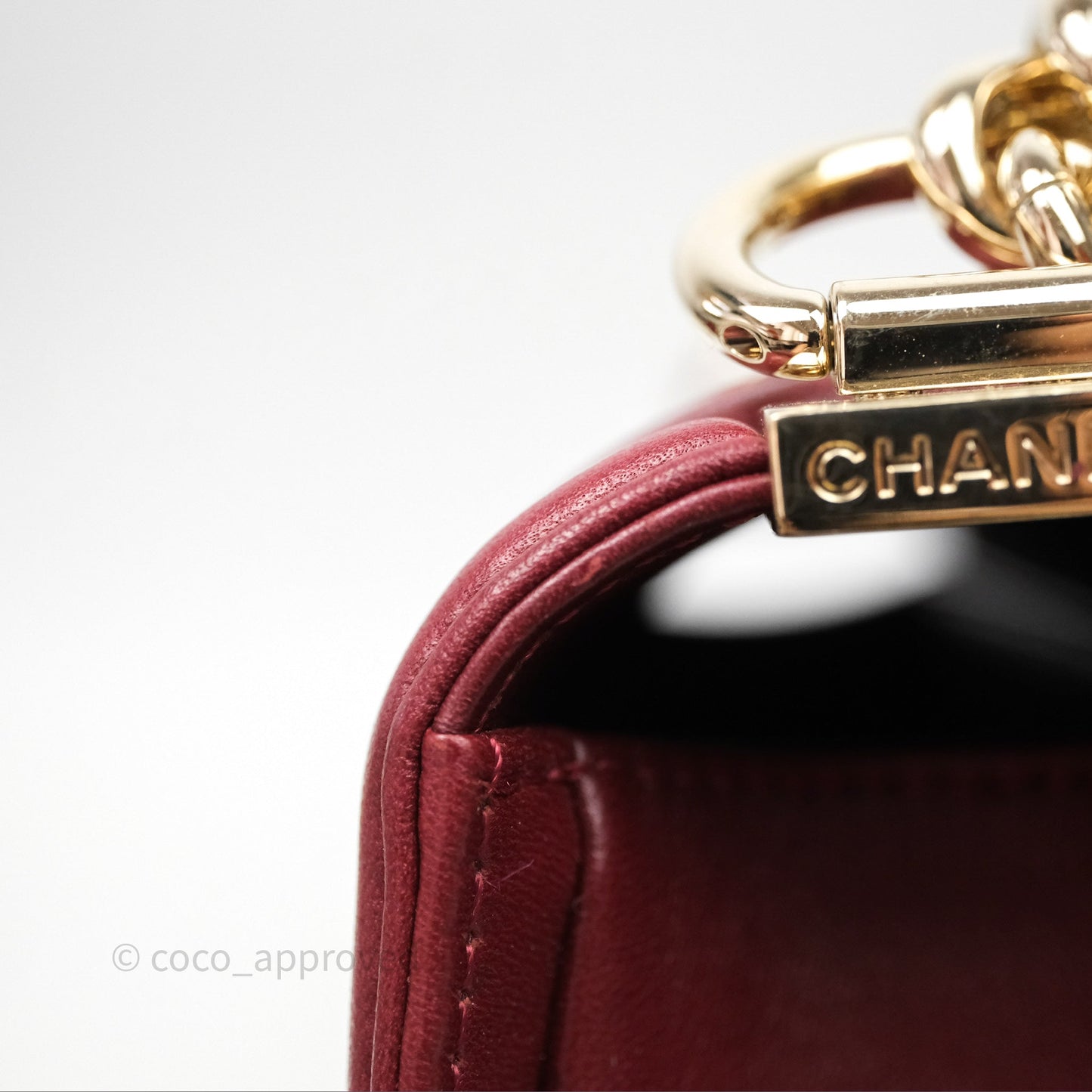 Chanel Quilted Medium Boy Dark Red Lambskin Gold Hardware