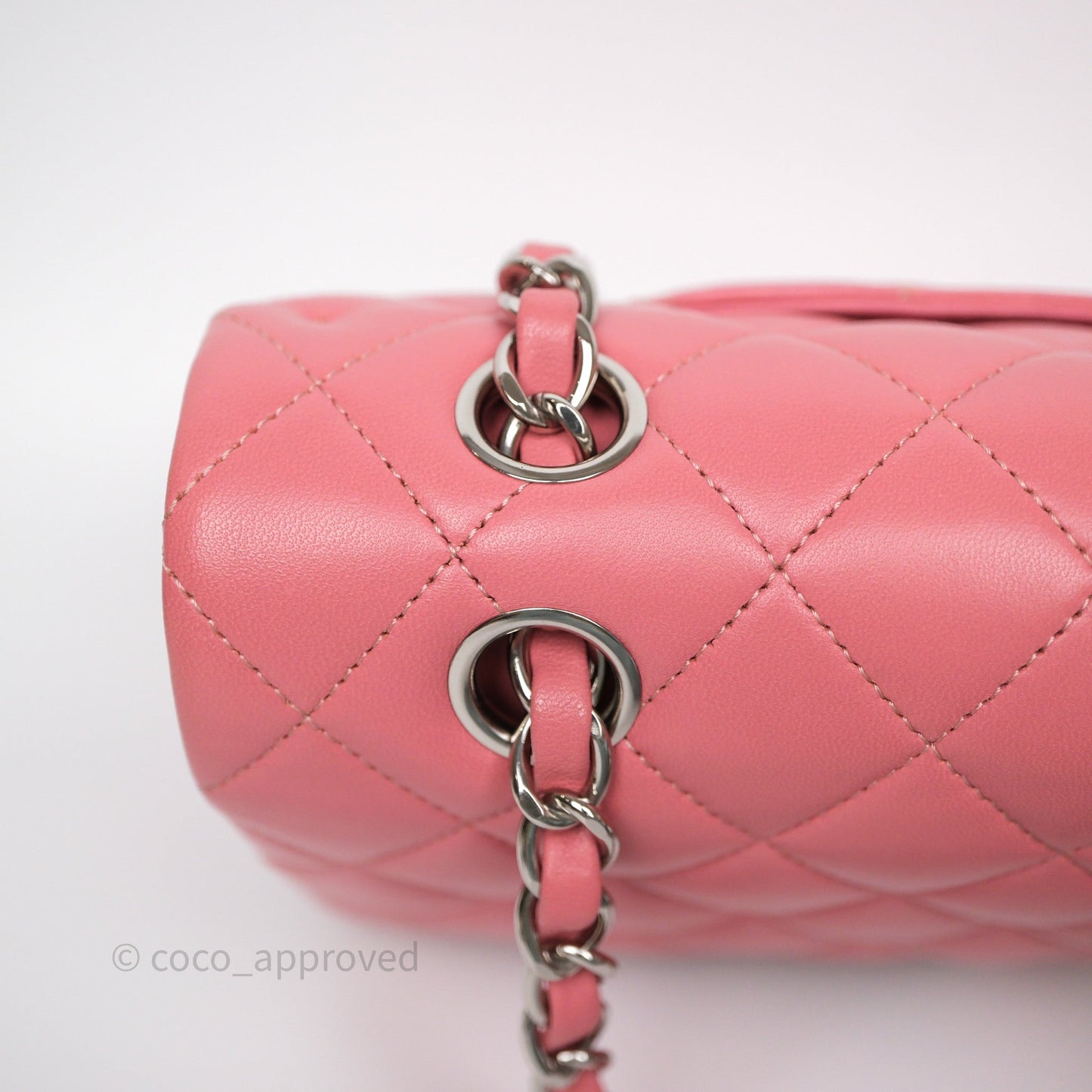 Chanel Classic M/L Medium Flap Quilted Pink Lambskin Silver Hardware