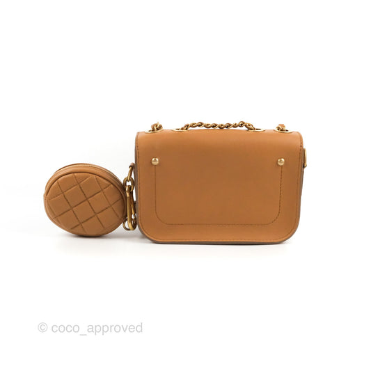 Chanel Flap Bag with Coin Purse Caramel Beige Calfskin Aged Gold Hardware 19K