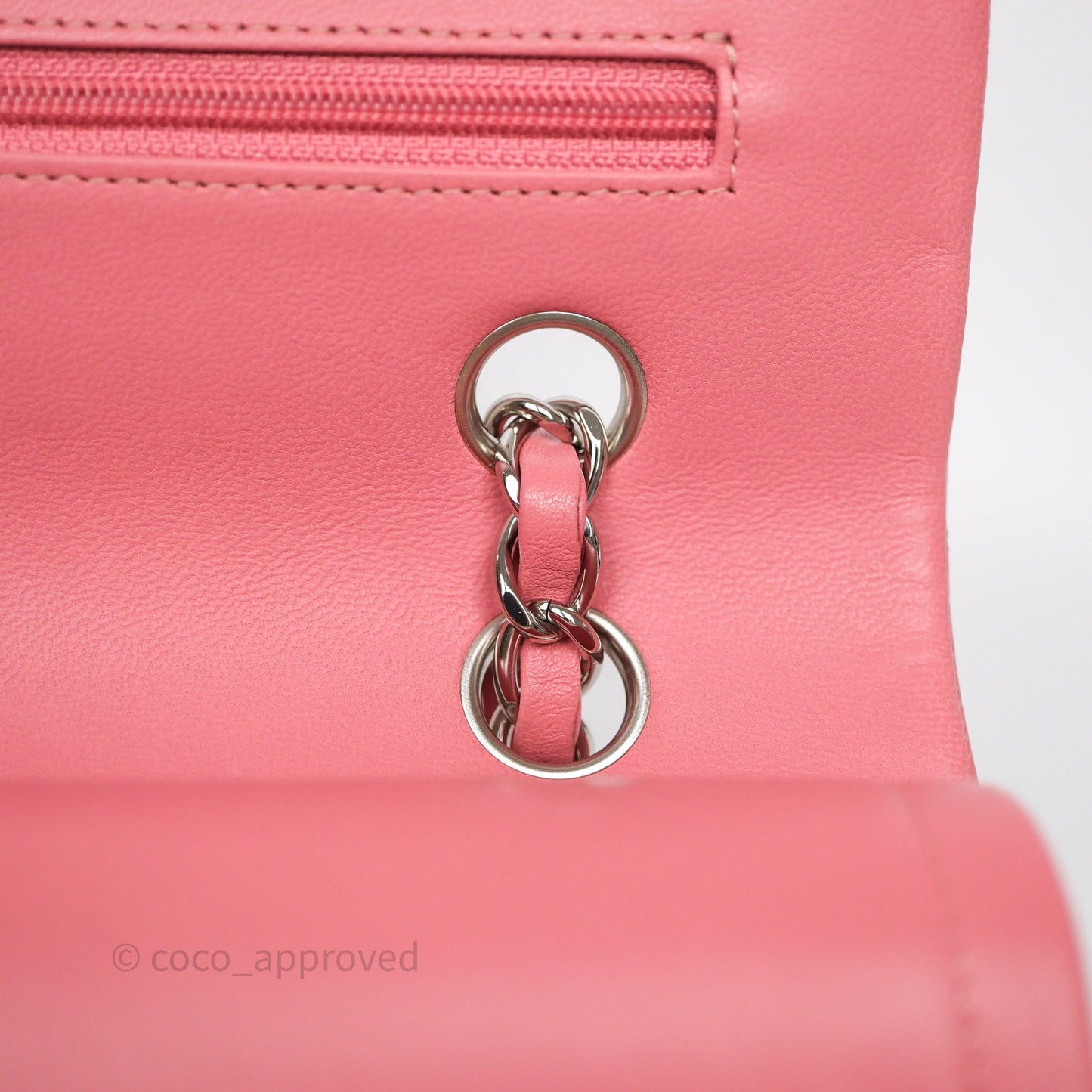 Chanel Classic M/L Medium Flap Quilted Pink Lambskin Silver Hardware