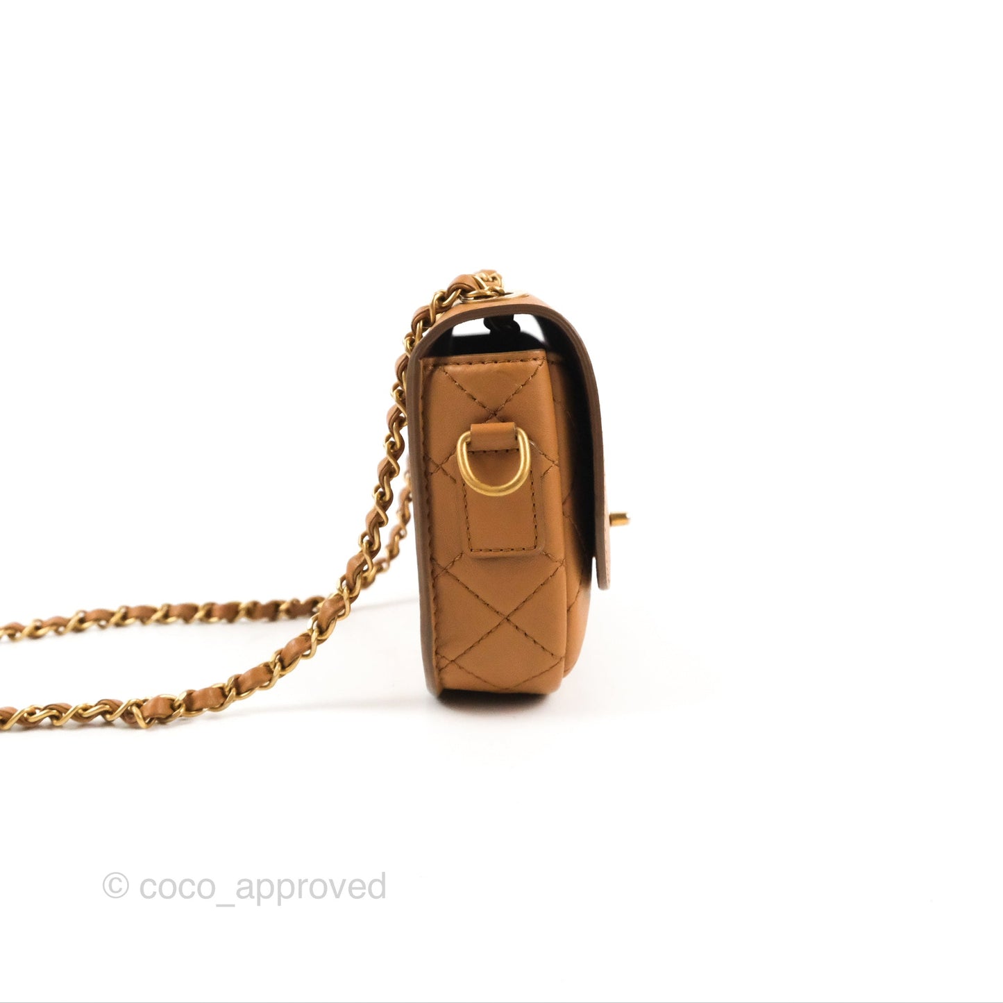 Chanel Flap Bag with Coin Purse Caramel Beige Calfskin Aged Gold Hardware 19K