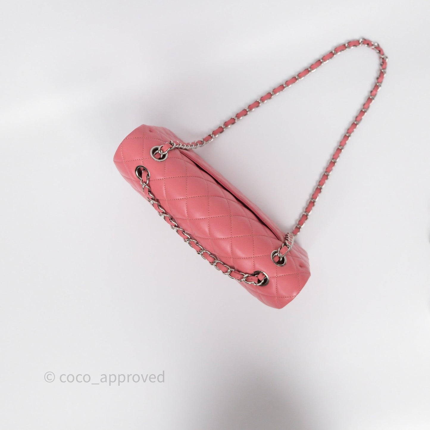 Chanel Classic M/L Medium Flap Quilted Pink Lambskin Silver Hardware
