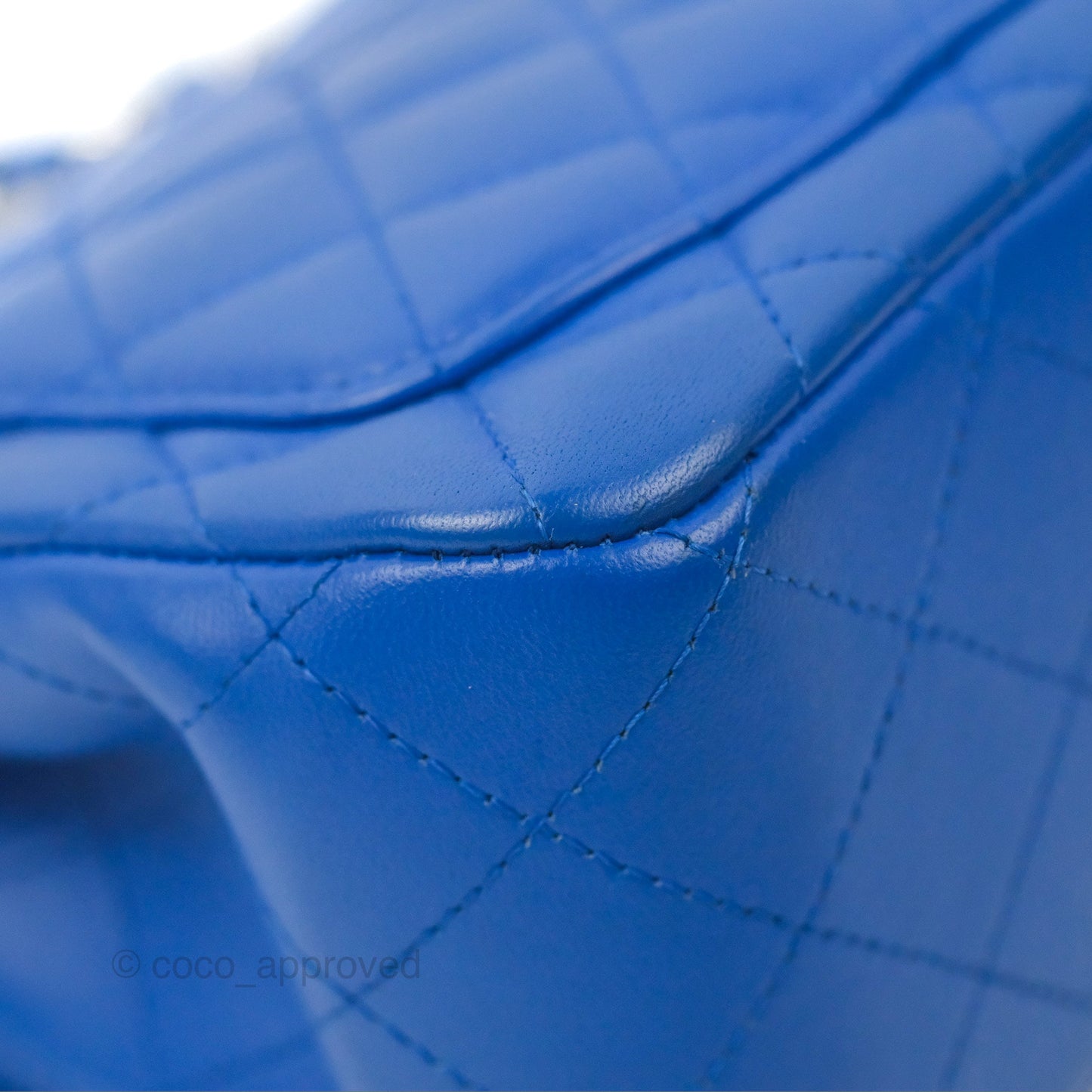 Chanel Quilted Mini Square Blue Lambskin Silver Hardware