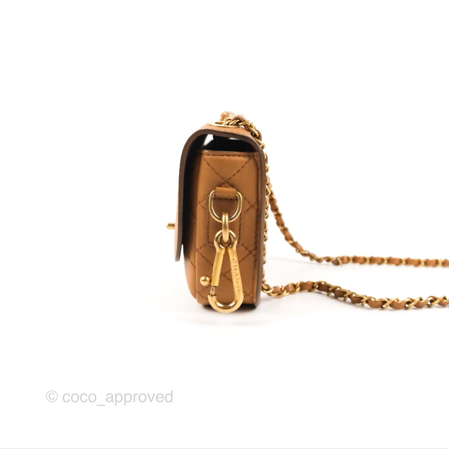 Chanel Flap Bag with Coin Purse Caramel Beige Calfskin Aged Gold Hardware 19K