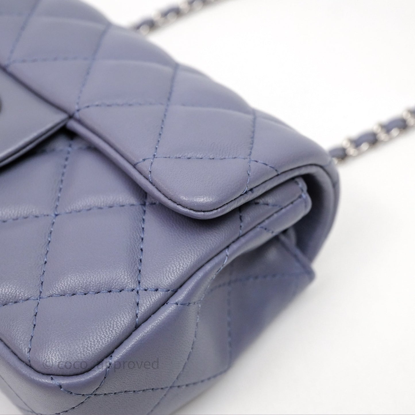 Chanel Quilted Extra Mini Rectangular Flap Purple Lambskin Silver Hardware