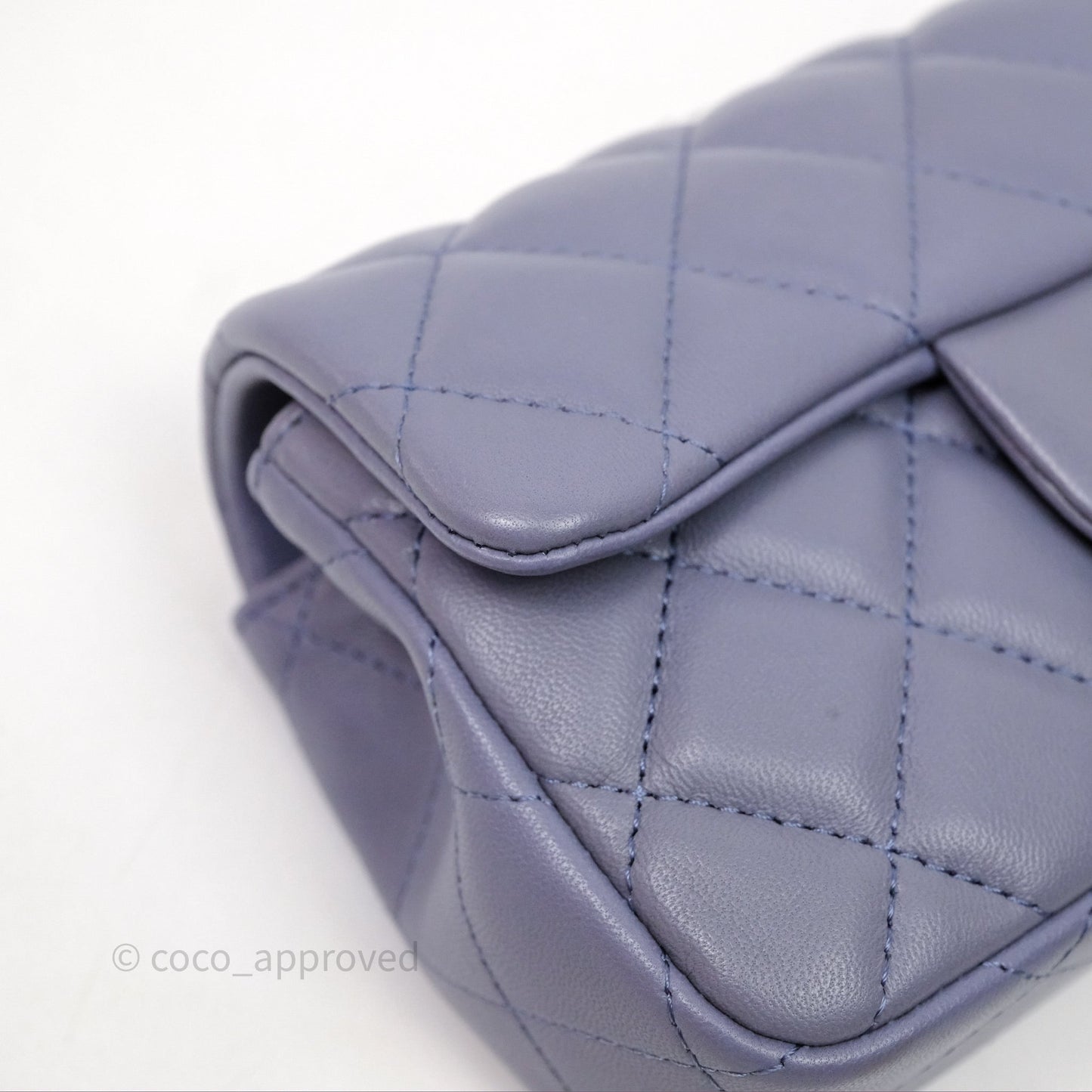 Chanel Quilted Extra Mini Rectangular Flap Purple Lambskin Silver Hardware