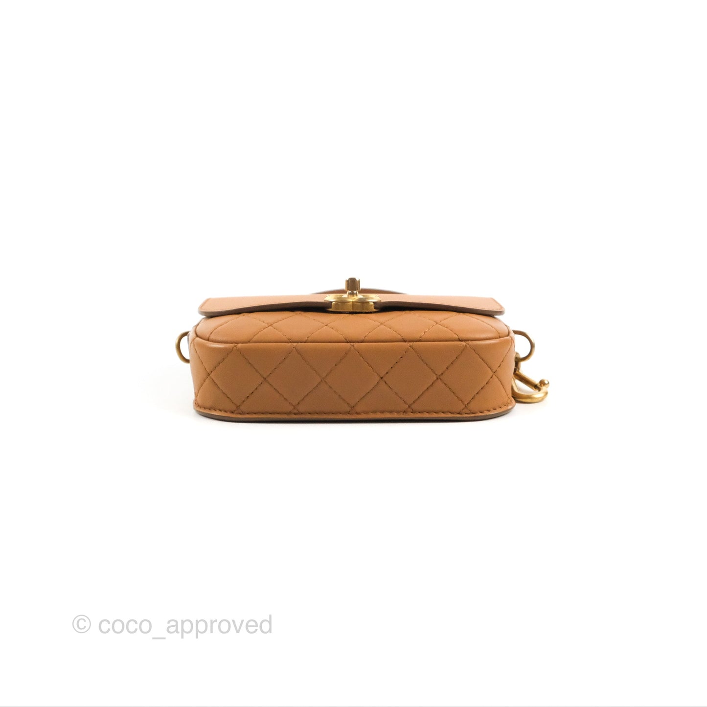 Chanel Flap Bag with Coin Purse Caramel Beige Calfskin Aged Gold Hardware 19K