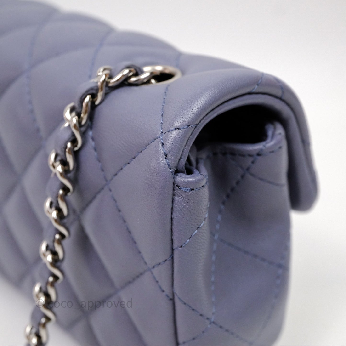 Chanel Quilted Extra Mini Rectangular Flap Purple Lambskin Silver Hardware