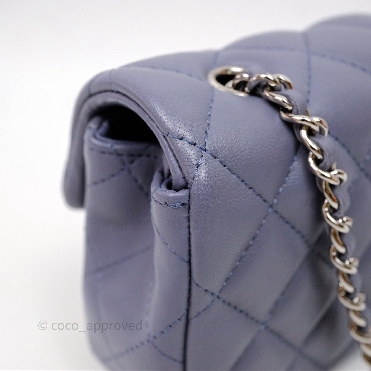 Chanel Quilted Extra Mini Rectangular Flap Purple Lambskin Silver Hardware