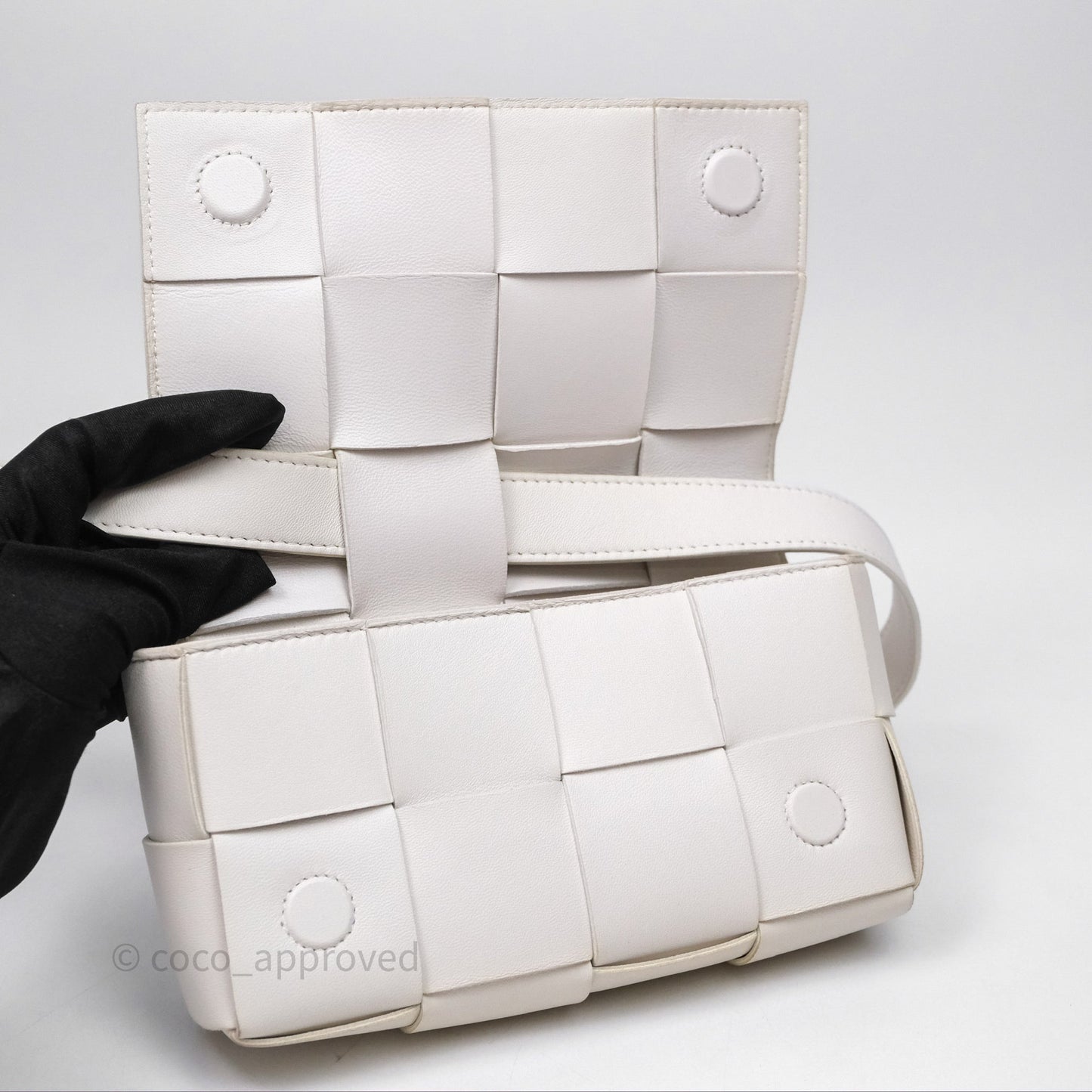 Bottega Veneta Cassette Belt Bag Intreccio White
