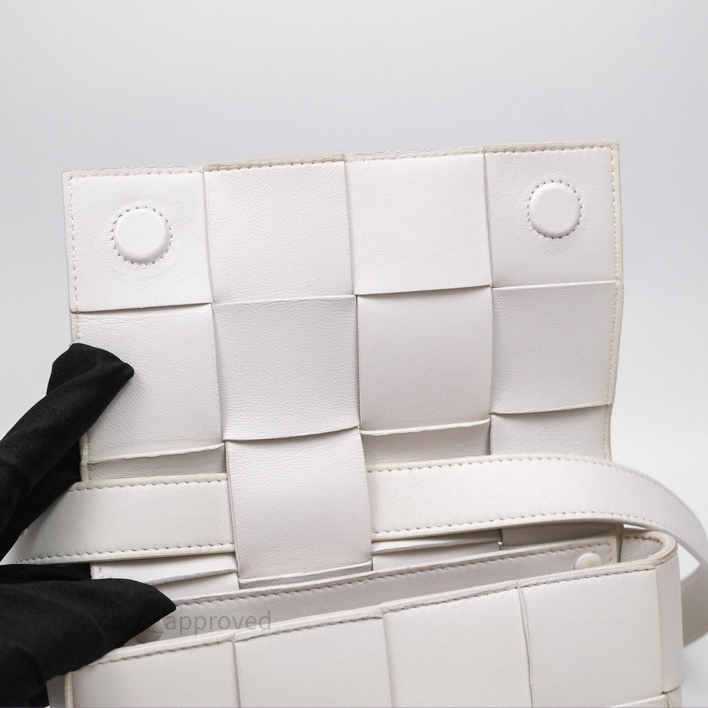 Bottega Veneta Cassette Belt Bag Intreccio White