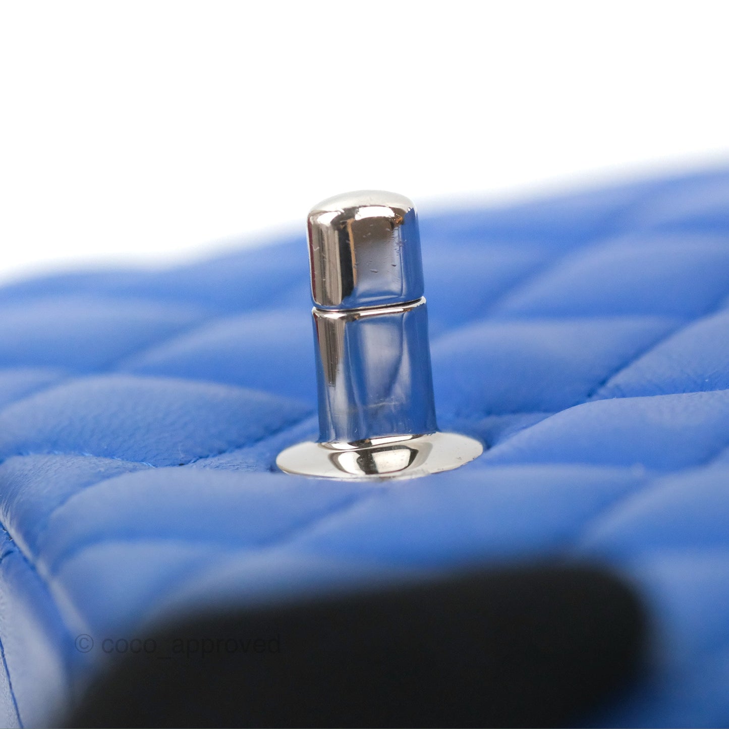 Chanel Quilted Mini Square Blue Lambskin Silver Hardware