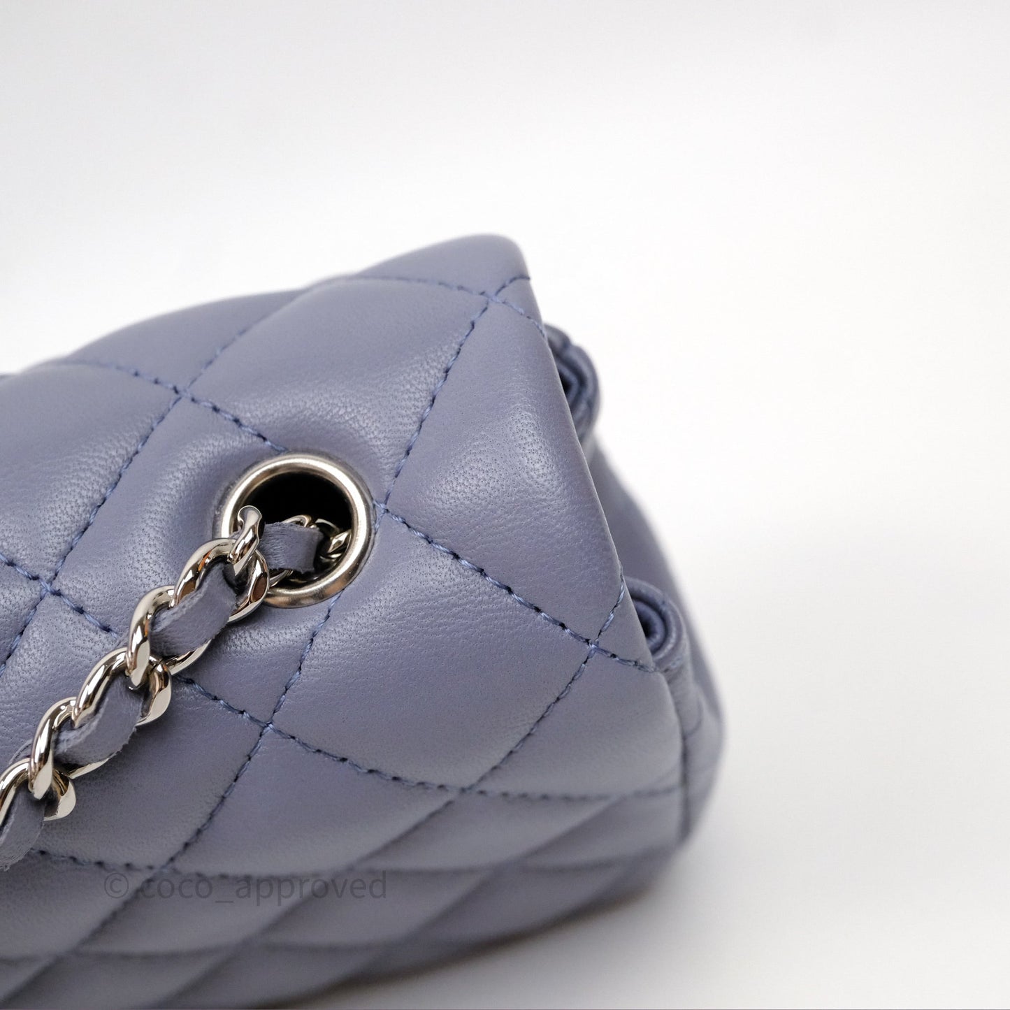 Chanel Quilted Extra Mini Rectangular Flap Purple Lambskin Silver Hardware