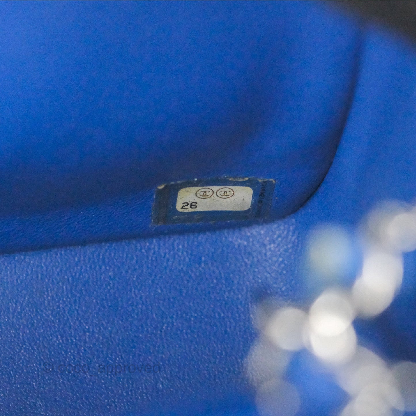 Chanel Quilted Mini Square Blue Lambskin Silver Hardware