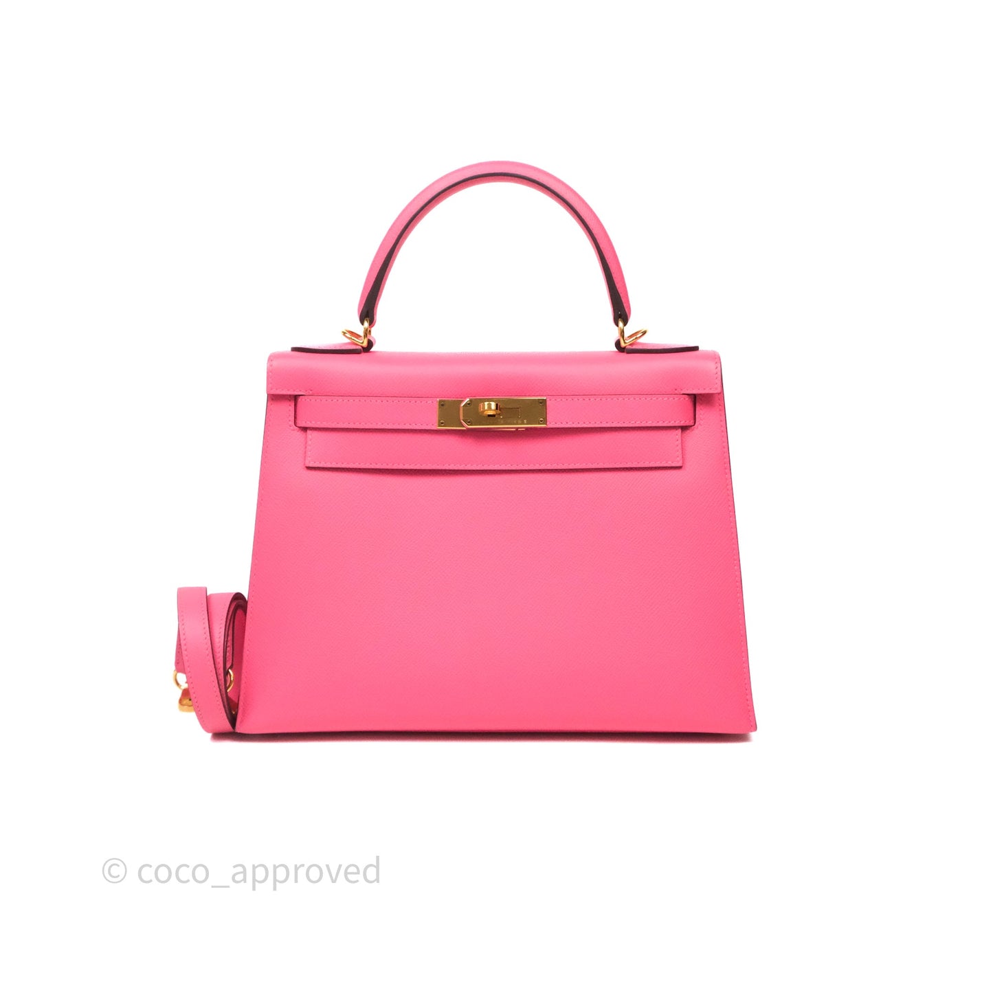 Hermès Kelly 28 Sellier Rose Lipstick U5 Epsom Gold Hardware