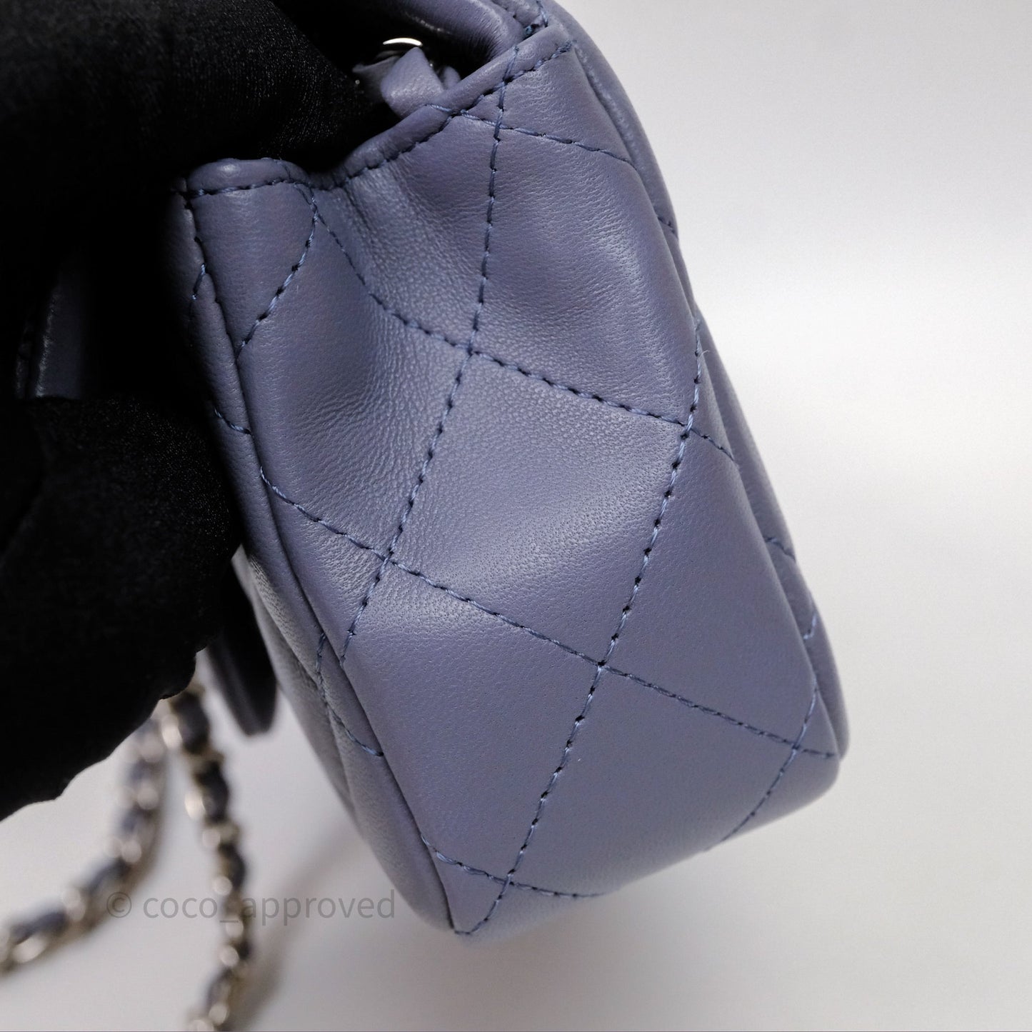 Chanel Quilted Extra Mini Rectangular Flap Purple Lambskin Silver Hardware