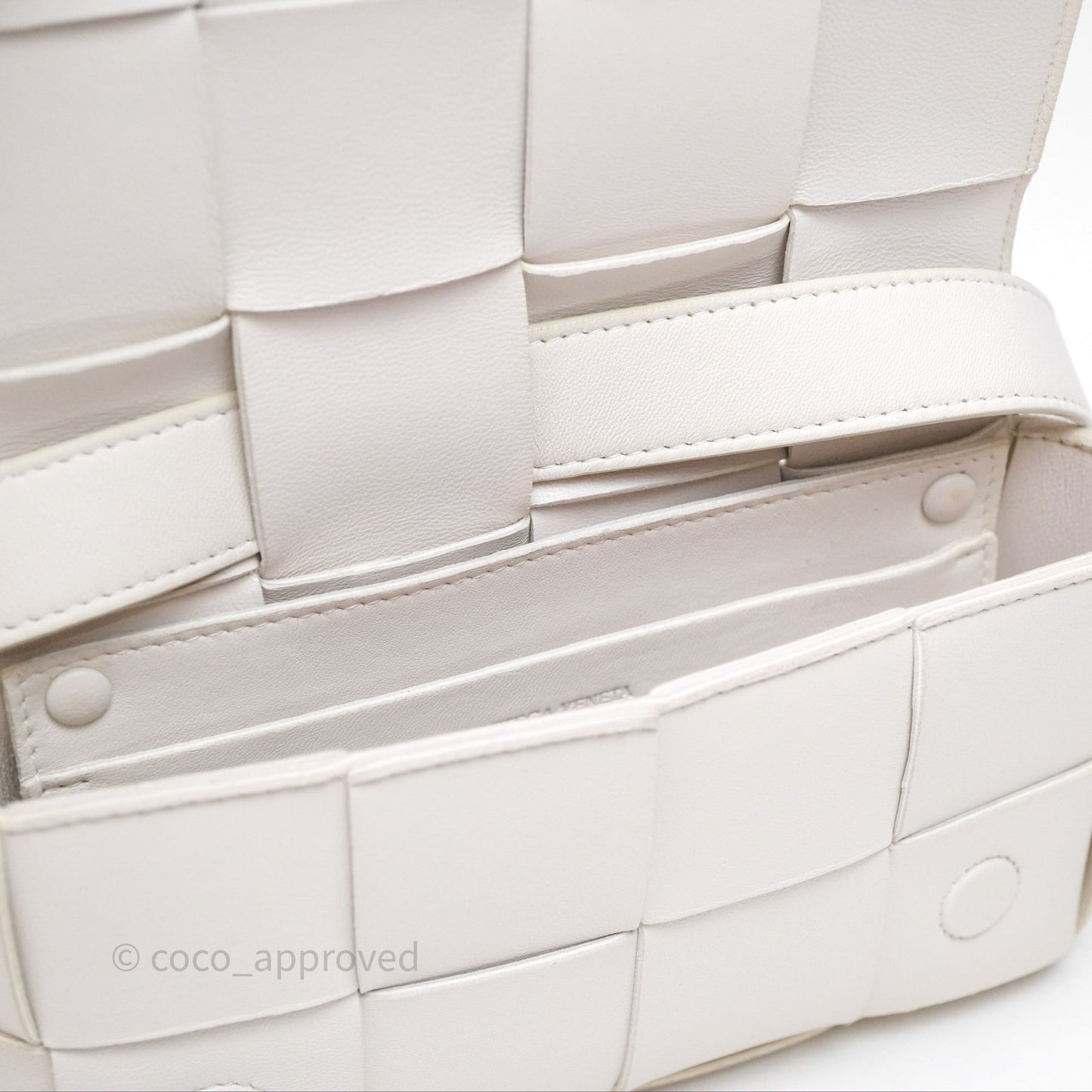 Bottega Veneta Cassette Belt Bag Intreccio White
