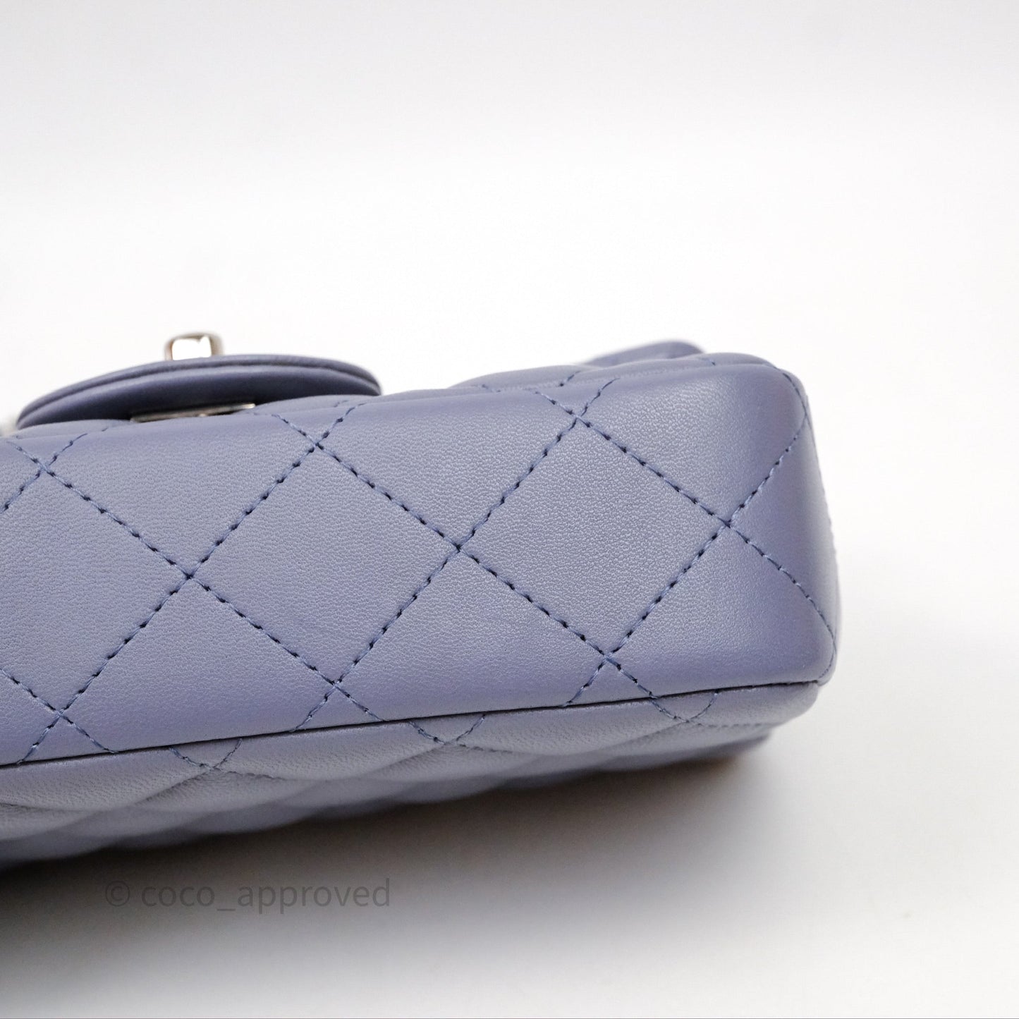 Chanel Quilted Extra Mini Rectangular Flap Purple Lambskin Silver Hardware