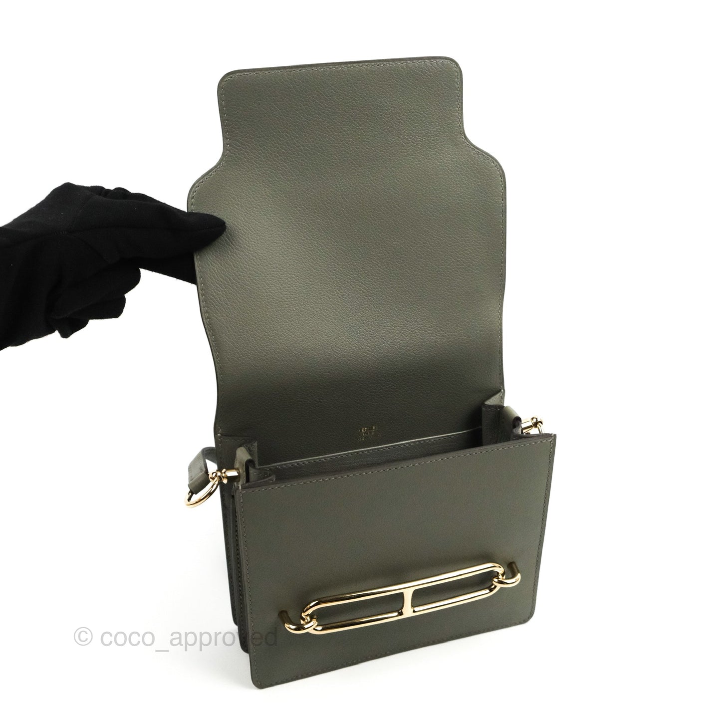 Hermès Roulis Mini 18 Gris Meyer 0L Clemence Gold Hardware
