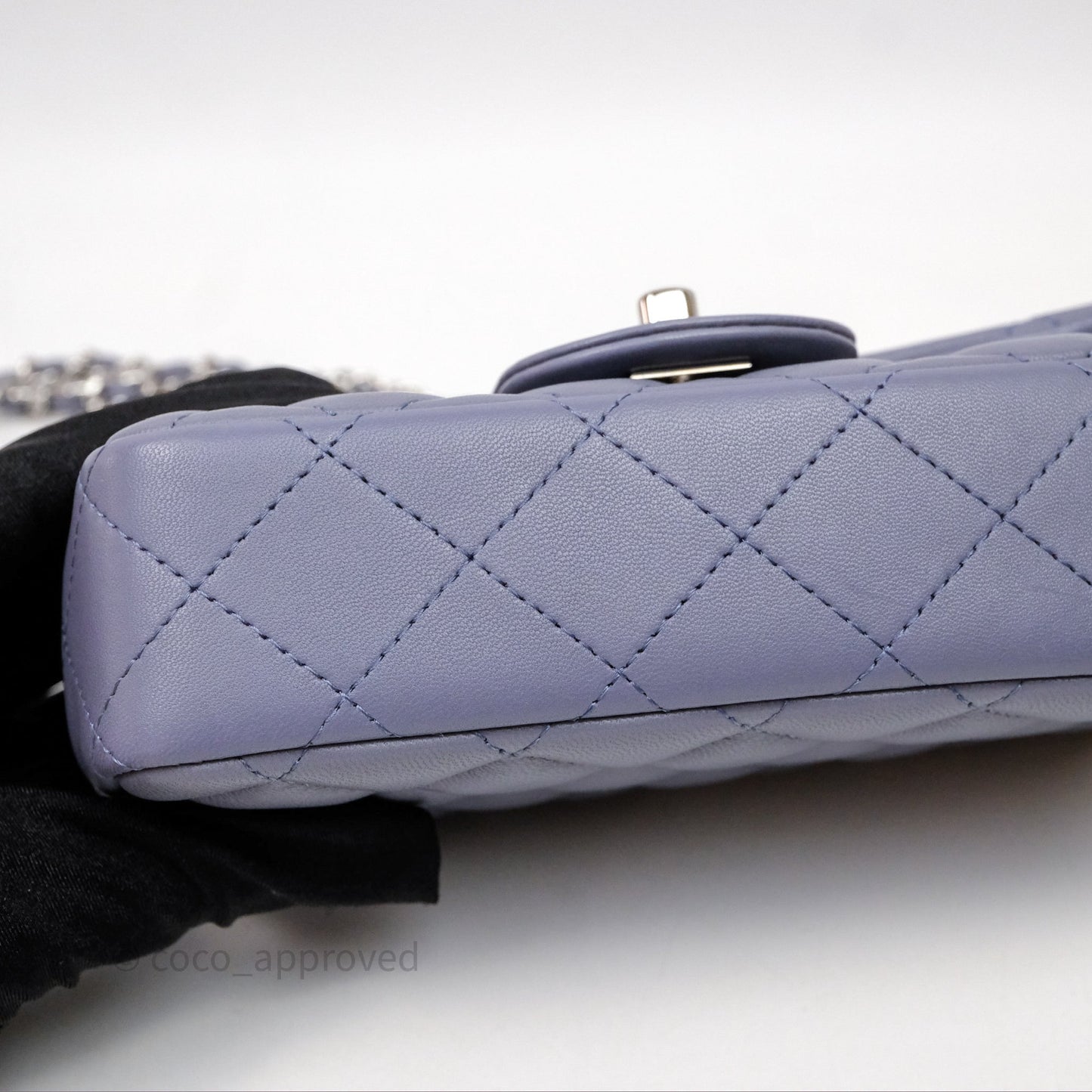 Chanel Quilted Extra Mini Rectangular Flap Purple Lambskin Silver Hardware