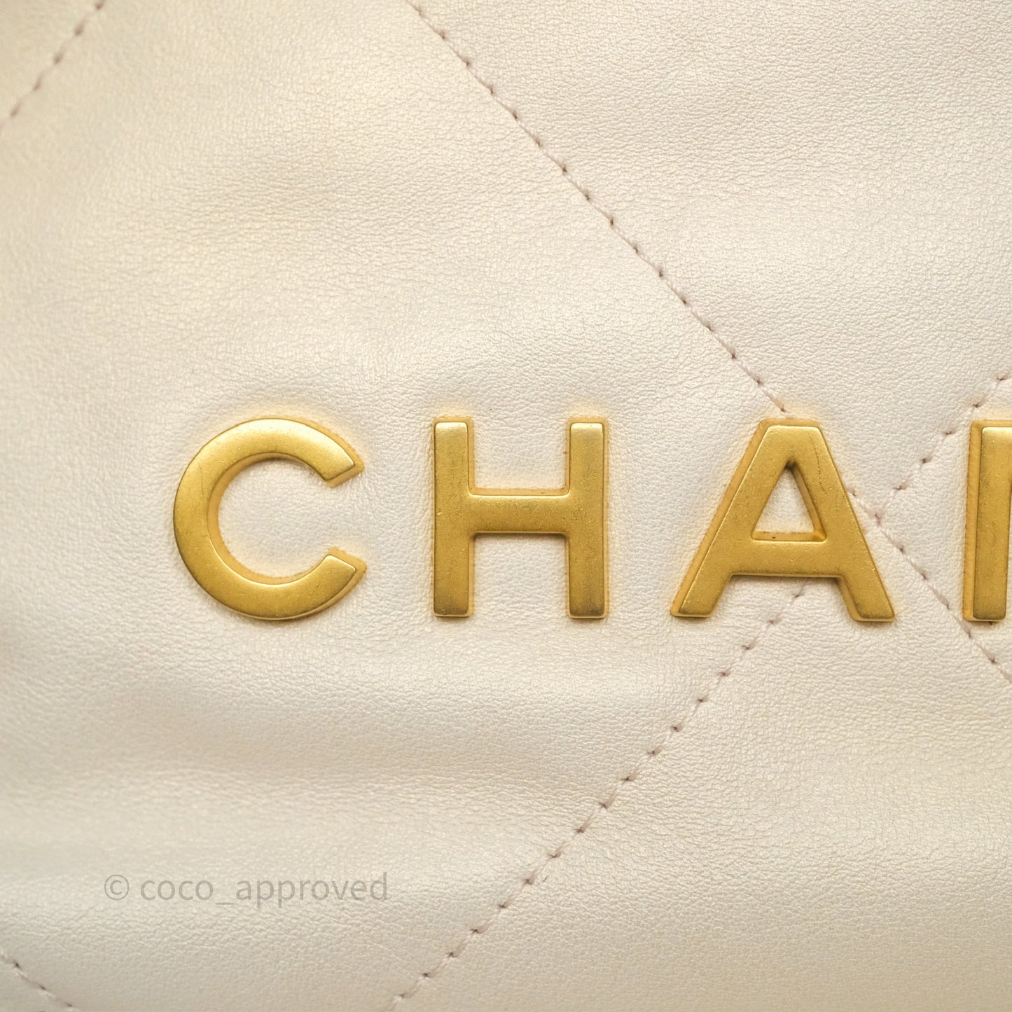 Chanel 22 Mini Bag Iridescent Light Pearly Calfskin Aged Gold Hardware