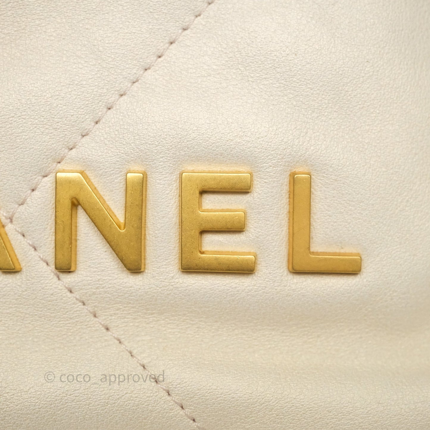 Chanel 22 Mini Bag Iridescent Light Pearly Calfskin Aged Gold Hardware