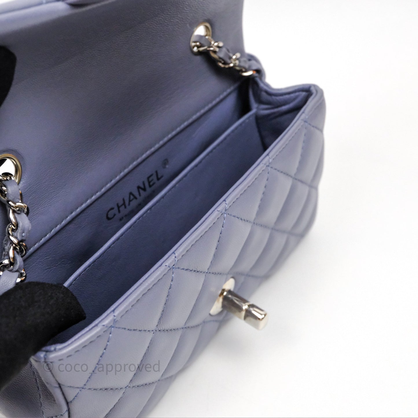 Chanel Quilted Extra Mini Rectangular Flap Purple Lambskin Silver Hardware