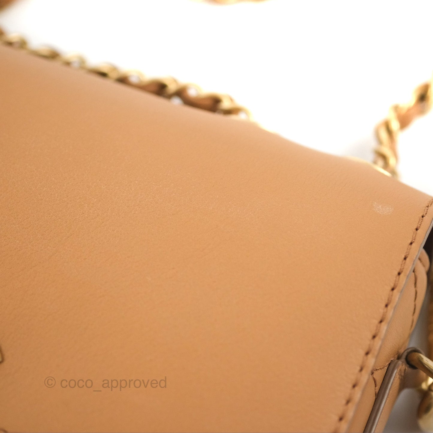 Chanel Flap Bag with Coin Purse Caramel Beige Calfskin Aged Gold Hardware 19K