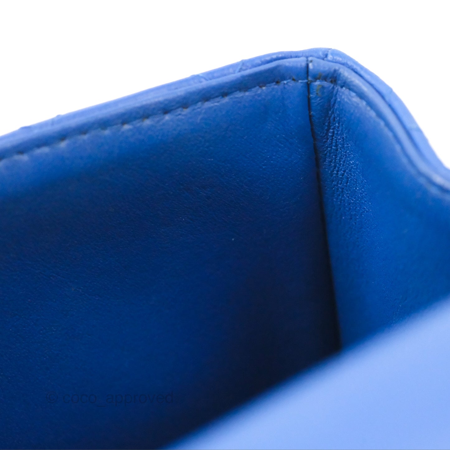 Chanel Quilted Mini Square Blue Lambskin Silver Hardware