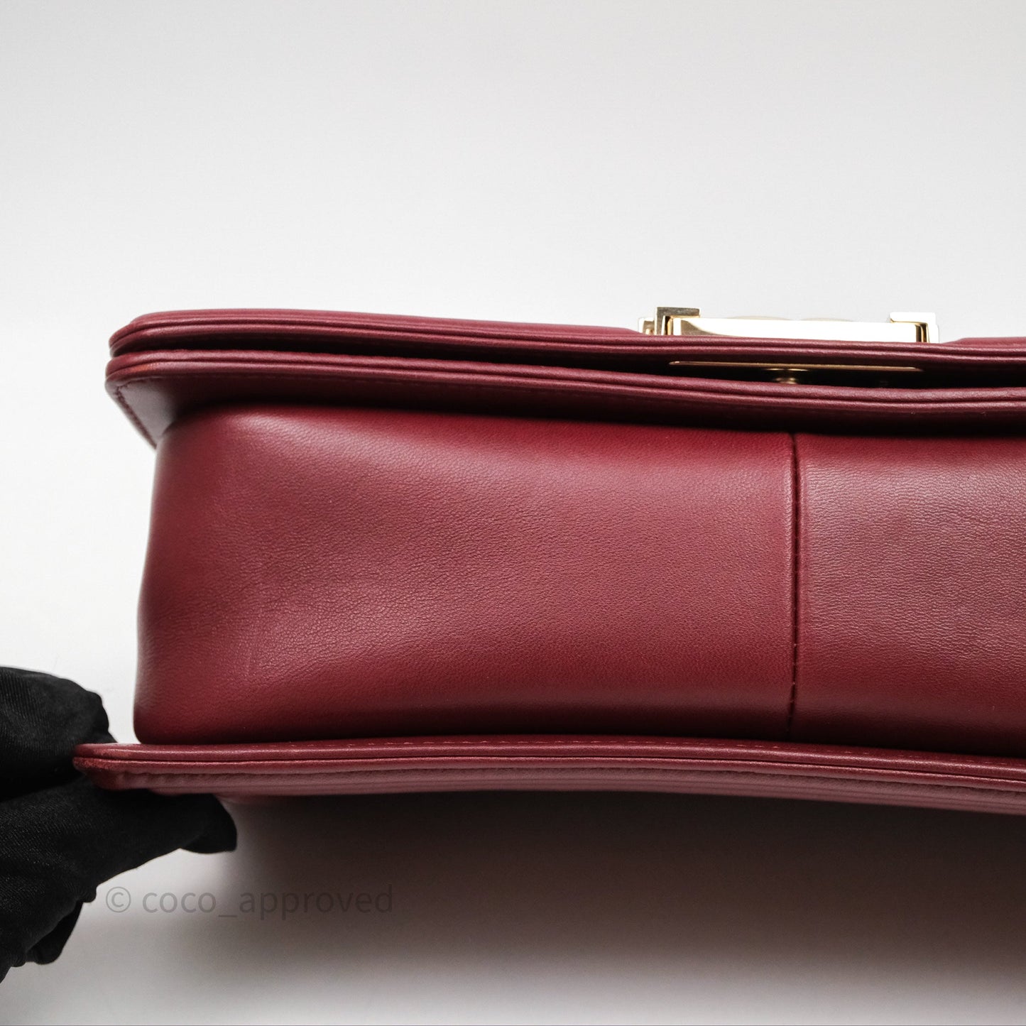 Chanel Quilted Medium Boy Dark Red Lambskin Gold Hardware