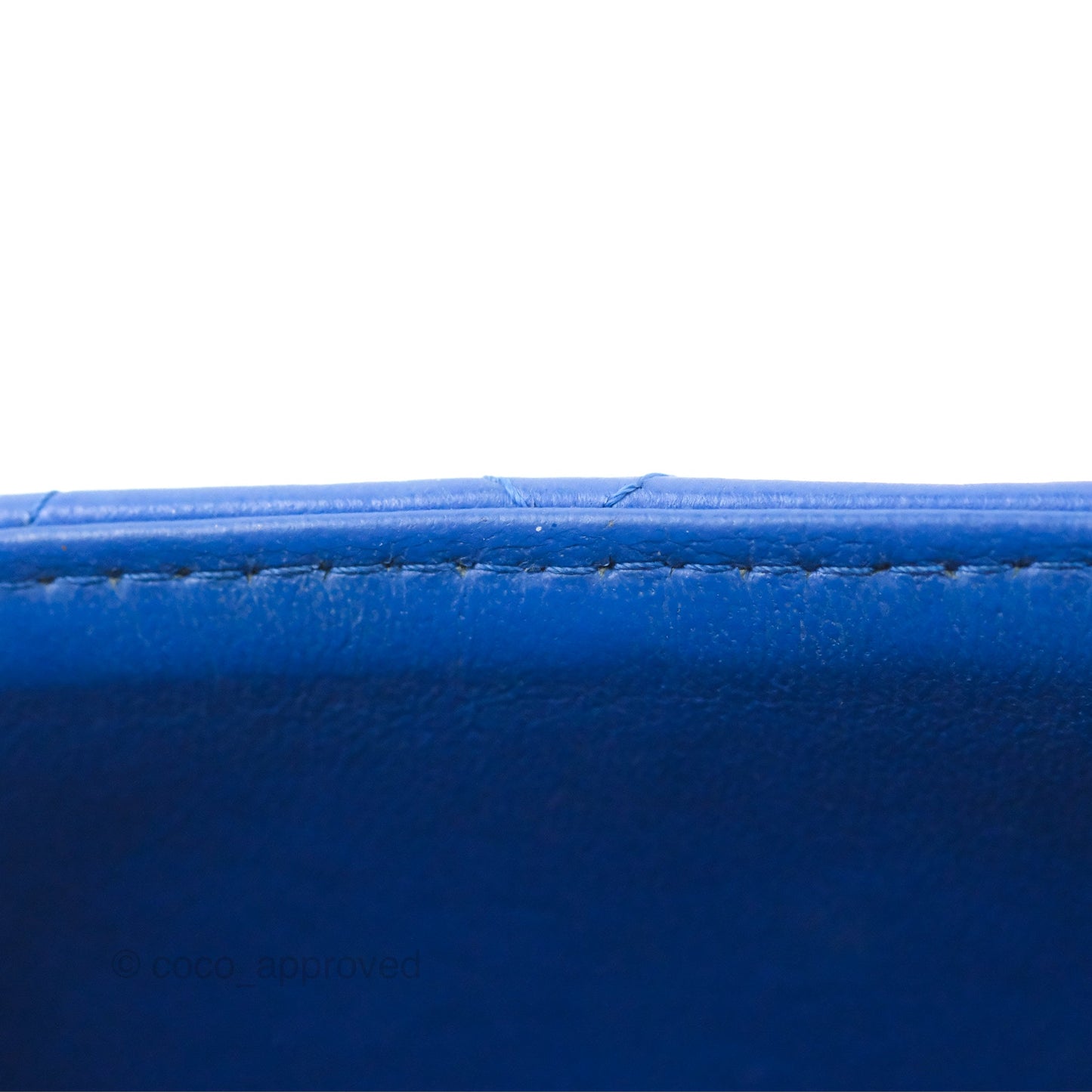 Chanel Quilted Mini Square Blue Lambskin Silver Hardware