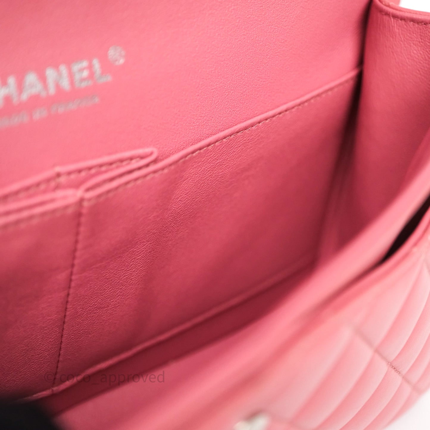 Chanel Classic M/L Medium Flap Quilted Pink Lambskin Silver Hardware