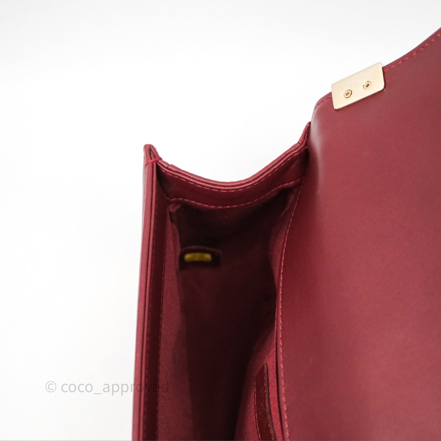 Chanel Quilted Medium Boy Dark Red Lambskin Gold Hardware